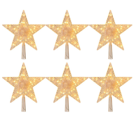 Set 6 Estrellas Punta Arbol Calida Navidad A Pila Decoracion. Ilumina tu hogar con un toque festivo y acogedor. ¡Compra ahora y celebra la Navidad!-1