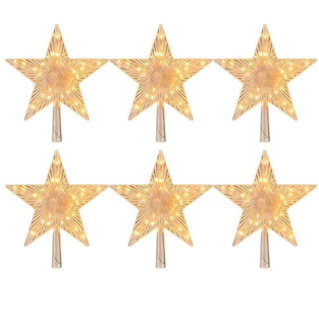 Set 6 Estrellas Punta Arbol Calida Navidad A Pila Decoracion. Ilumina tu hogar con un toque festivo y acogedor. ¡Compra ahora y celebra la Navidad!-1