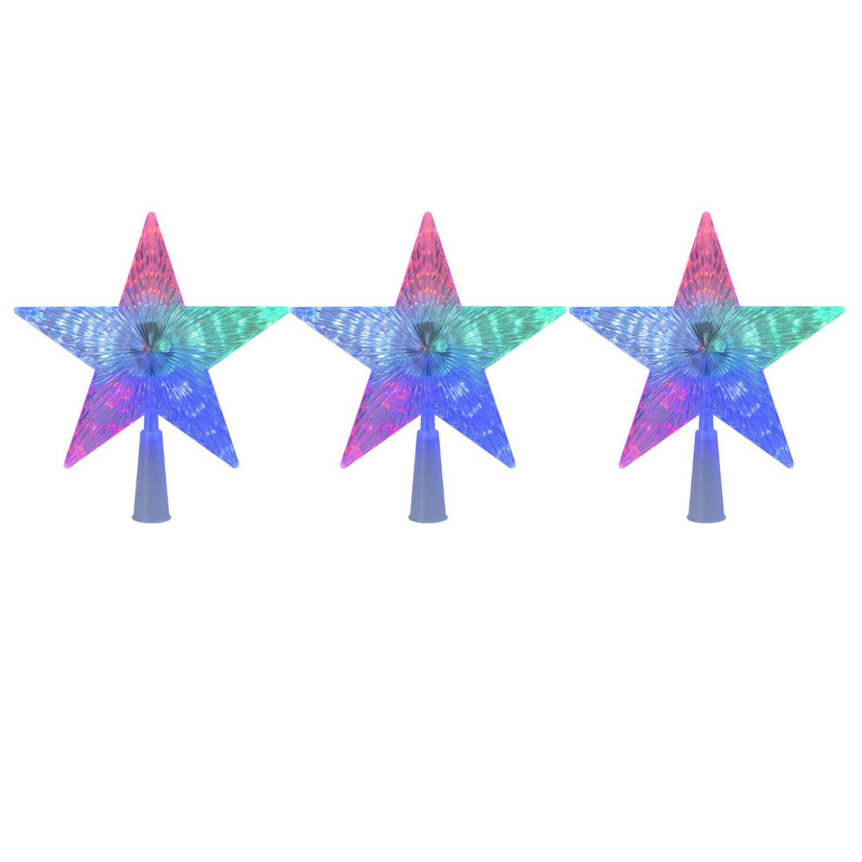 Set 3 Estrellas Punta Arbol RGB Navidad A Pilas Decoracion. Ilumina tu árbol con colores vibrantes. ¡Compra ahora y transforma tu Navidad!-1
