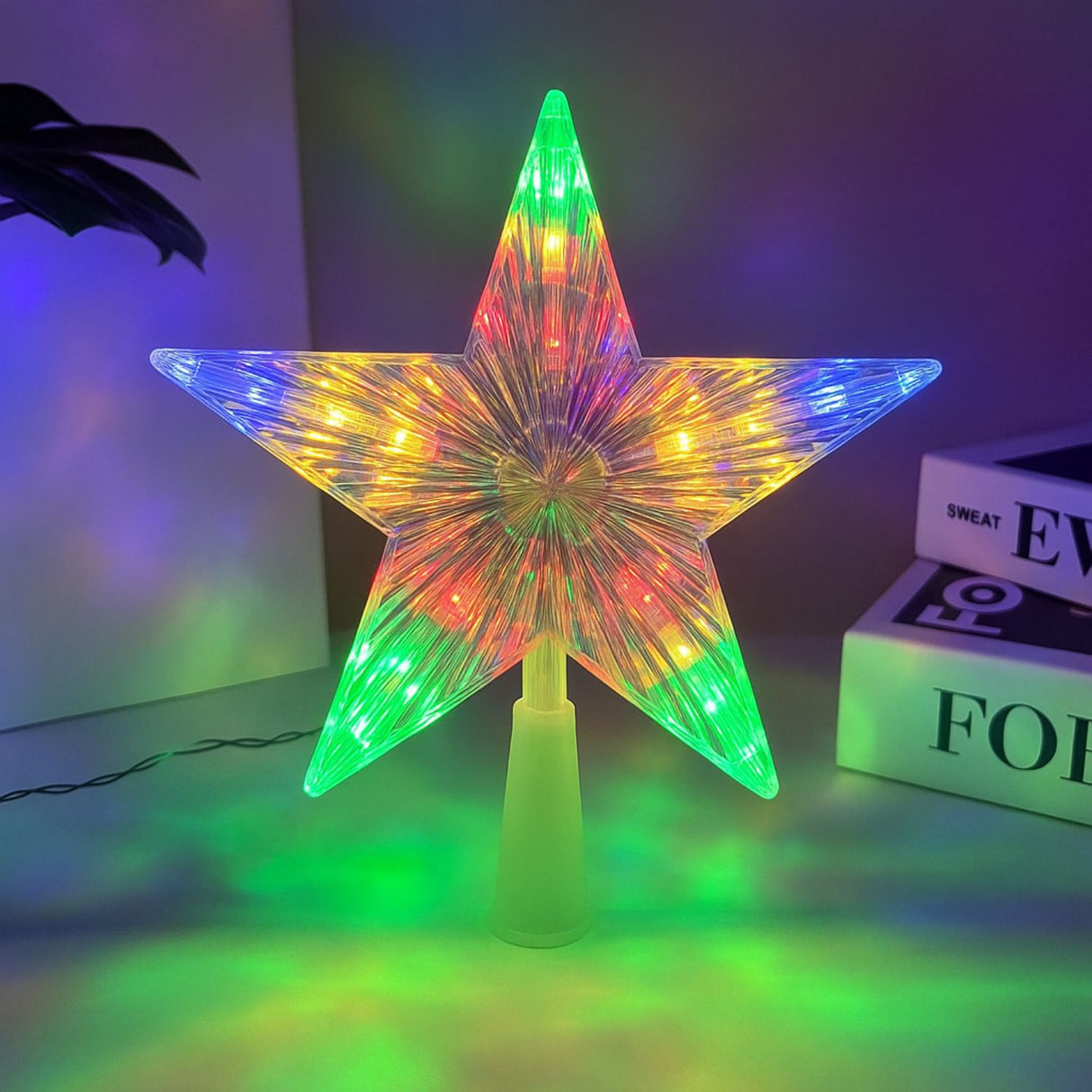 Set 6 Estrellas Punta Arbol RGB Navidad A Pilas Decoracion. Ilumina tu árbol con colores vibrantes. ¡Compra ahora y transforma tu Navidad!-3
