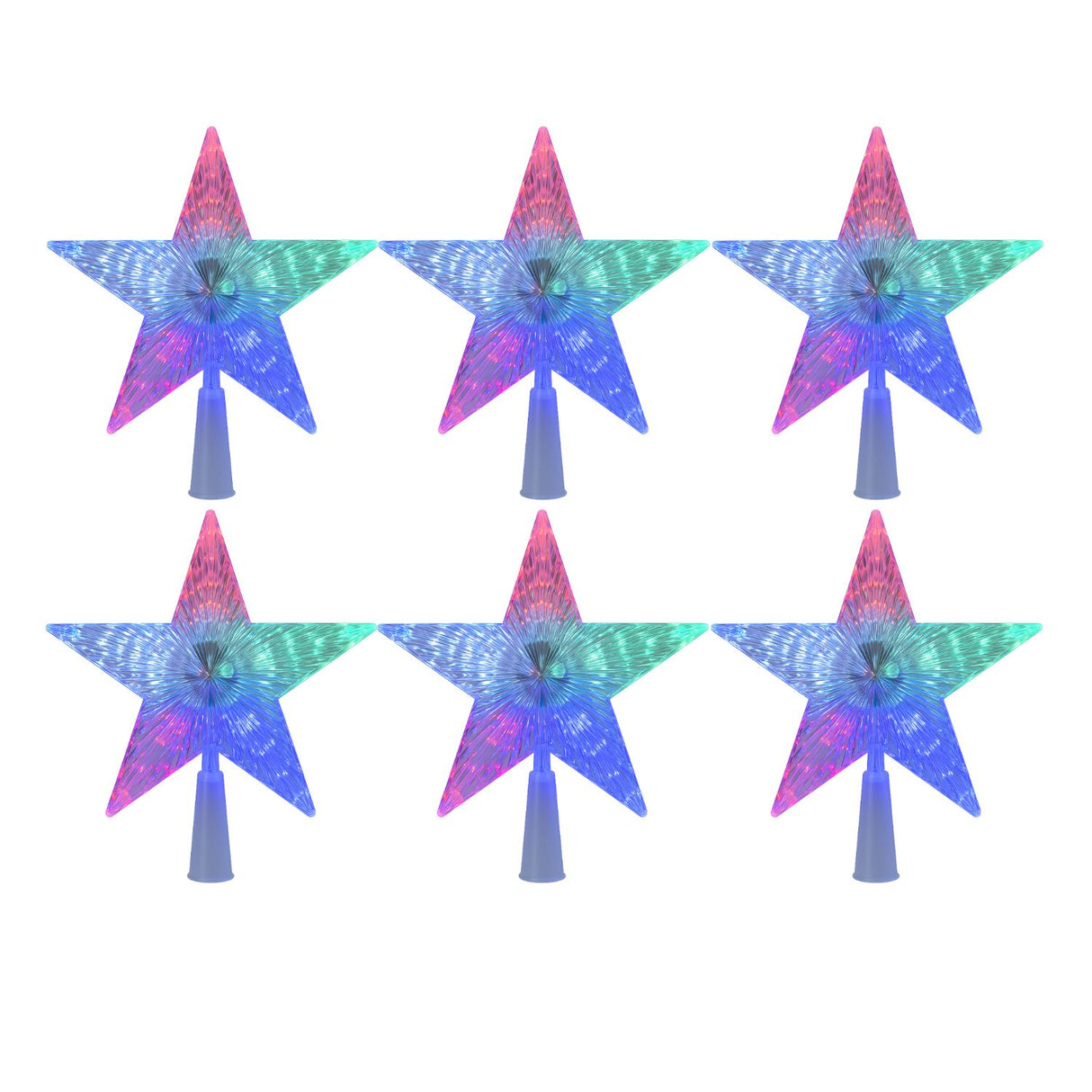 Set 6 Estrellas Punta Arbol RGB A Pilas 15cm Decoracion. Ilumina tu hogar con estilo y color. ¡Compra ahora y transforma tu decoración!-1