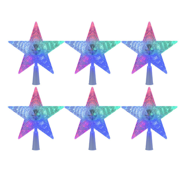 Set 6 Estrellas Punta Arbol RGB A Pilas 15cm Decoracion. Ilumina tu hogar con estilo y color. ¡Compra ahora y transforma tu decoración!-1