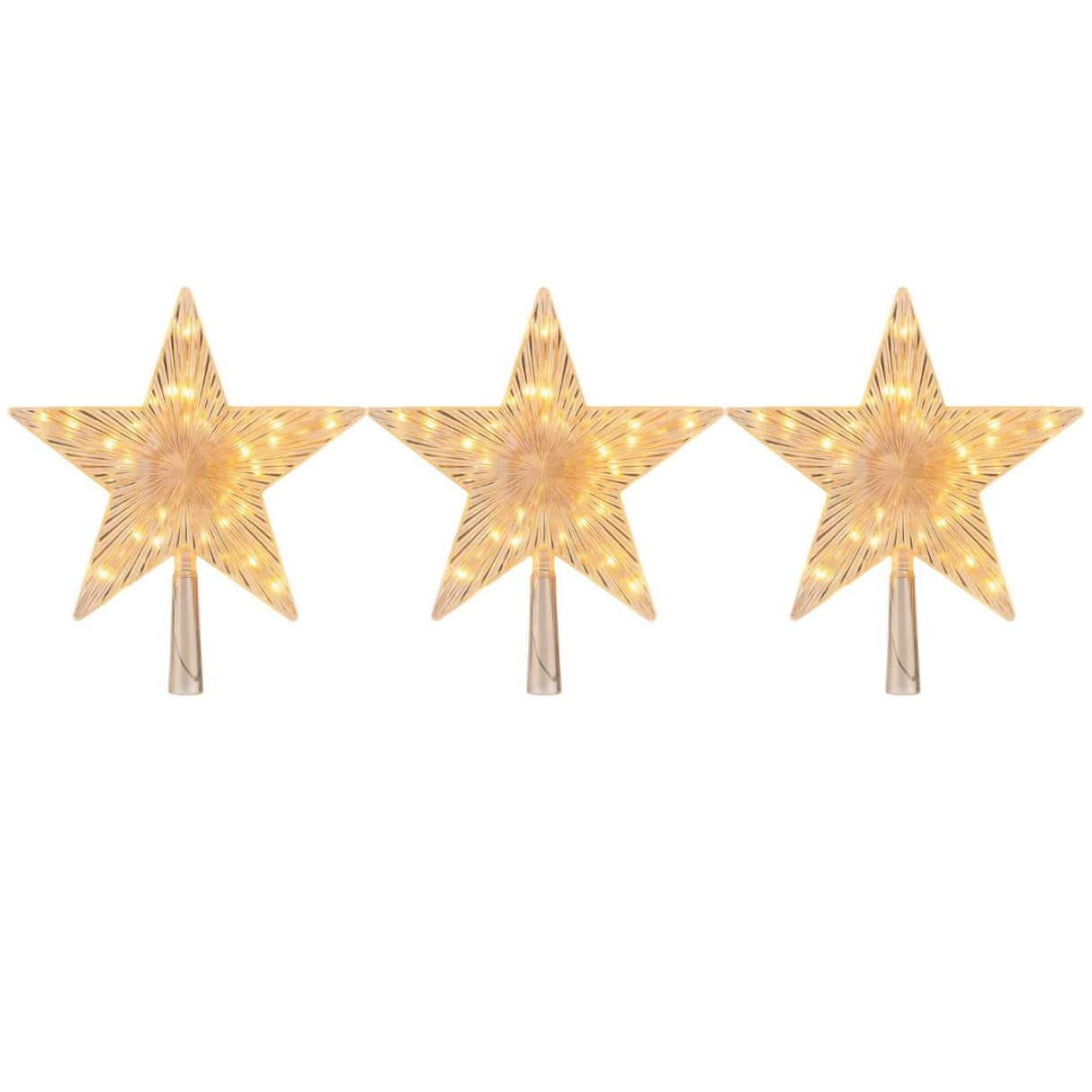 Set 3 Estrellas Punta Arbol Calida 15cm Pilas Decoracion. Perfectas para iluminar tu hogar con calidez y estilo. ¡Compra ahora y transforma tu espacio!-1