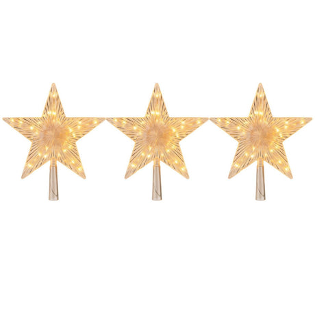 Set 3 Estrellas Punta Arbol Calida 15cm Pilas Decoracion. Perfectas para iluminar tu hogar con calidez y estilo. ¡Compra ahora y transforma tu espacio!-1