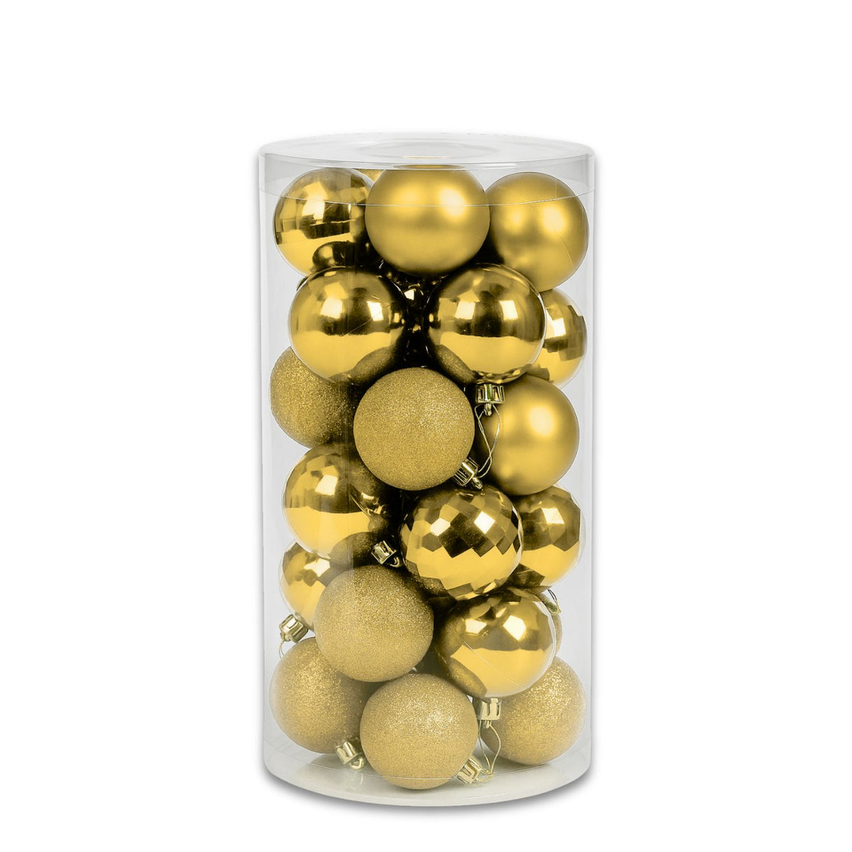 24 Esferas Navideñas Bambalinas 6 Cm Dorado Decoracion. Perfectas para embellecer tu árbol y crear un ambiente festivo. ¡Compra ahora y decora tu hogar!-1