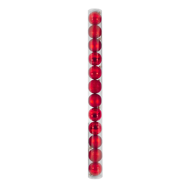 12 Esferas Navideñas Bambalinas De 6 Cm Rojas Decoracion. Perfectas para dar un toque festivo a tu hogar. ¡Compra ahora y decora con estilo!-1