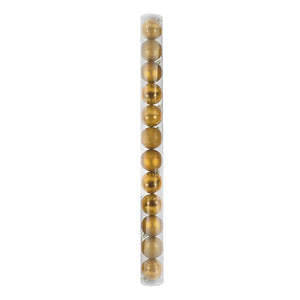 12 Esferas Navideñas Bambalinas De 6 Cm Dorado Decoracion. Perfectas para embellecer tu árbol y crear un ambiente festivo. ¡Compra ahora y decora!-1