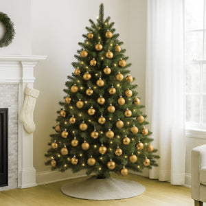 12 Esferas Navideñas Bambalinas De 6 Cm Dorado Decoracion. Perfectas para embellecer tu árbol y crear un ambiente festivo. ¡Compra ahora y decora!-3