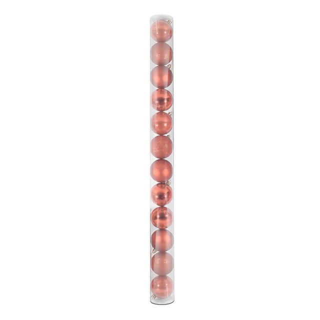 12 Esferas Navideñas Bambalinas De 6 Cm Rosado Decoracion. Dale un toque festivo a tu hogar. ¡Compra ahora y transforma tu Navidad!-1