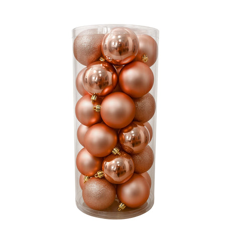 24 Esferas Navideñas Bambalinas 8 Cm Rosado Decoracion. Perfectas para dar un toque festivo y elegante a tu hogar. ¡Compra ahora y decora con estilo!-1