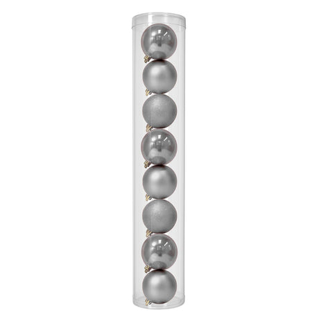 8 Esferas Navideñas Bambalinas 8 Cm Plateado Decoracion. Perfectas para dar un toque elegante a tu árbol. ¡Compra ahora y decora con estilo!-1