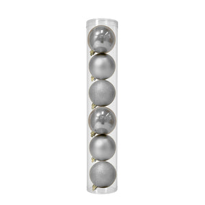 6 Esferas Navideñas Bambalinas 10 Cm Plateado Decoracion. Perfectas para dar un toque elegante a tu árbol. ¡Compra ahora y decora tu Navidad!-1