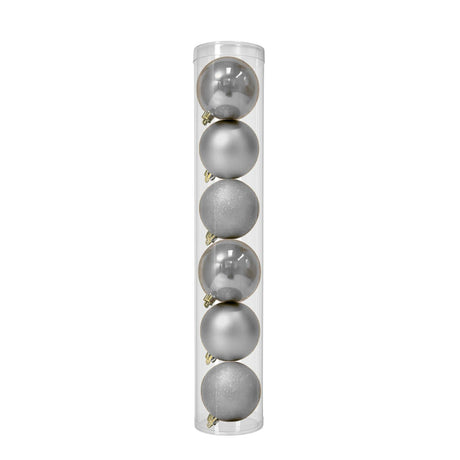 6 Esferas Navideñas Bambalinas 10 Cm Plateado Decoracion. Perfectas para dar un toque elegante a tu árbol. ¡Compra ahora y decora tu Navidad!-1