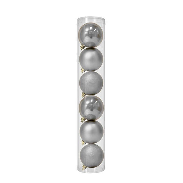 6 Esferas Navideñas Bambalinas 10 Cm Plateado Decoracion. Perfectas para dar un toque elegante a tu árbol. ¡Compra ahora y decora tu Navidad!-1