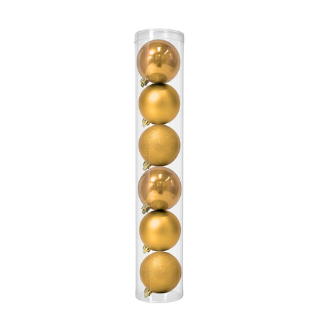 6 Esferas Navideñas Bambalinas 10 Cm Dorado Bolas Decoracion. Añade un toque brillante a tu hogar estas fiestas. ¡Compra ahora y decora con estilo!-1