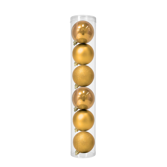 6 Esferas Navideñas Bambalinas 10 Cm Dorado Bolas Decoracion. Añade un toque brillante a tu hogar estas fiestas. ¡Compra ahora y decora con estilo!-1