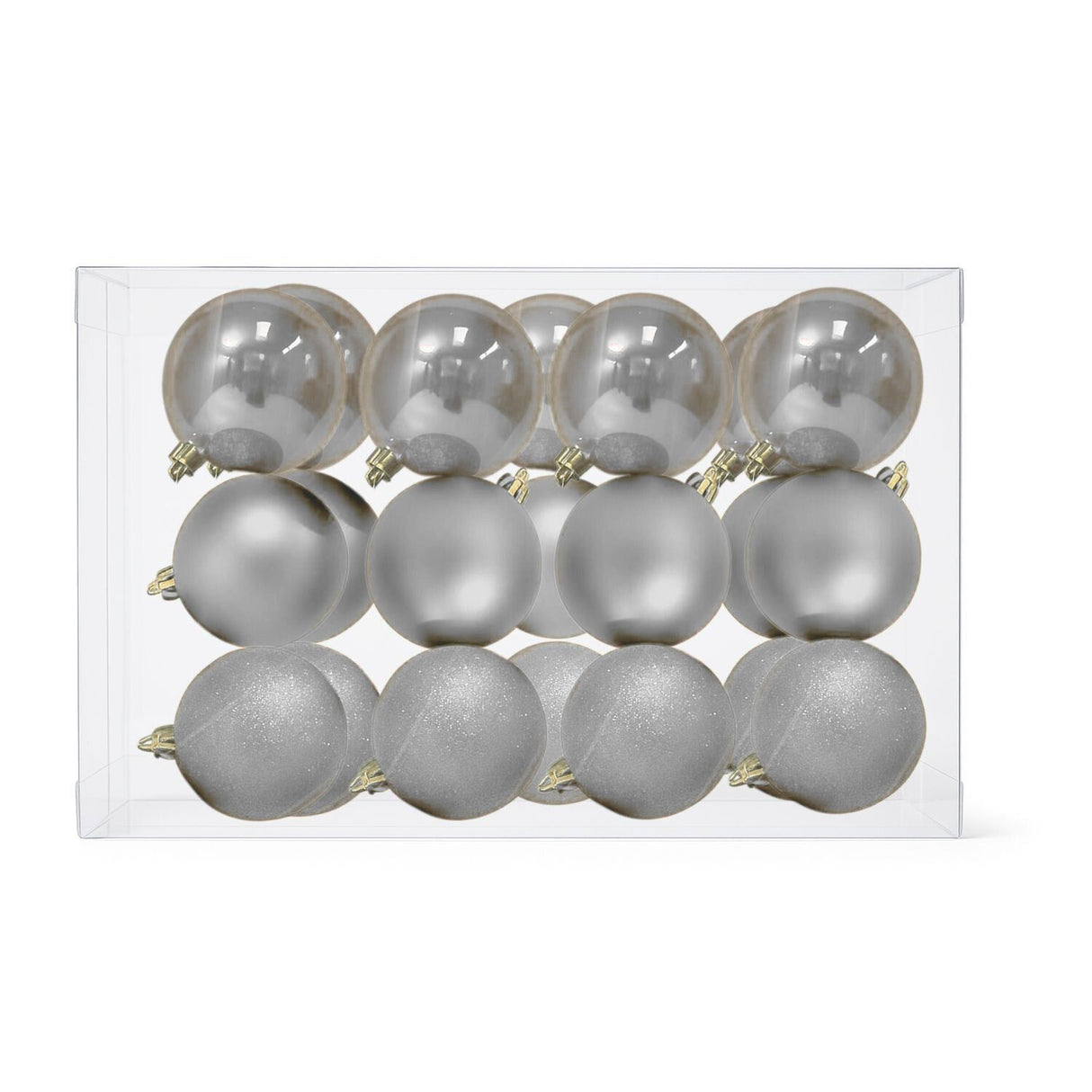 16 Esferas Navideñas Bambalinas 8 Cm Plateado Decoracion. Perfectas para darle un toque elegante a tu árbol. ¡Compra ahora y decora con estilo!-1