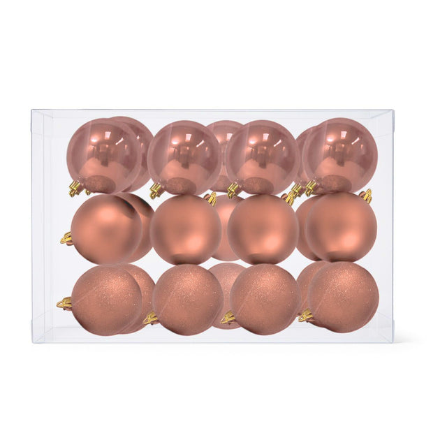 16 Esferas Navideñas Bambalinas 8 Cm Rosado Decoracion. Añade un toque festivo y elegante a tu hogar. ¡Compra ahora y transforma tu Navidad!-1