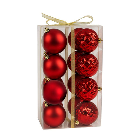 16 Esferas Navidad Bambalinas 8 Cm Navideñas Rojas Decorar. Perfectas para embellecer tu hogar estas fiestas. ¡Compra ahora y transforma tu decoración!-1