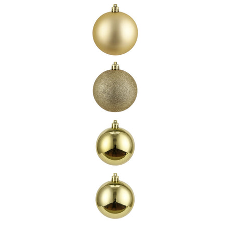4 Bambalinas Esferas Navideñas Dorado 12cm Decoracion Navidad. Añade un toque elegante a tu árbol. ¡Compra ahora y transforma tu hogar esta Navidad!-1