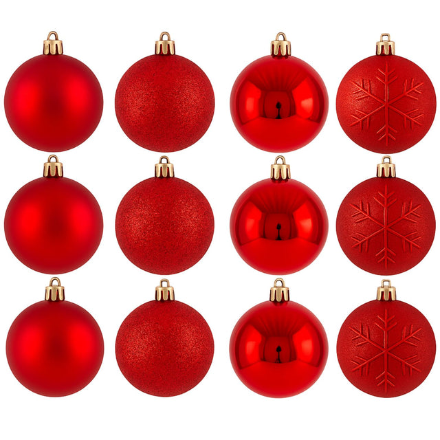 16 Esferas Bambalinas Adorno Navideño Rojo 6cm Decoracion. Perfectas para embellecer tu hogar estas fiestas. ¡Compra ahora y transforma tu Navidad!-1