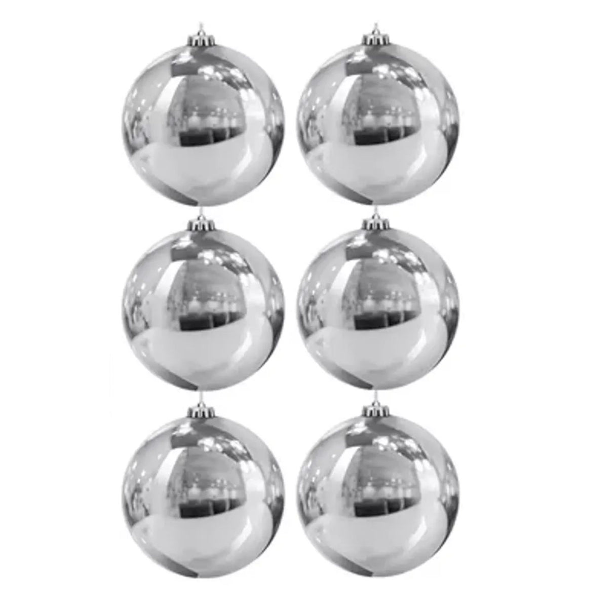 6 Esferas Navideñas Bambalina Adorno 8cm Plateado Decoracion. Perfectas para dar un toque elegante a tu árbol. ¡Compra ahora y decora con estilo!-1