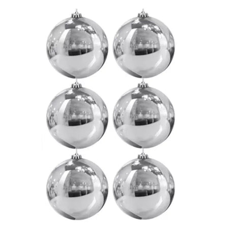 6 Esferas Navideñas Bambalina Adorno 8cm Plateado Decoracion. Perfectas para dar un toque elegante a tu árbol. ¡Compra ahora y decora con estilo!-1