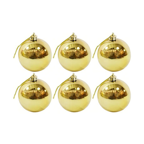 6 Esferas Navideñas Bambalinas 4cm Adorno Dorado Decoracion. Dale un toque brillante a tu árbol. ¡Compra ahora y transforma tu Navidad!-1