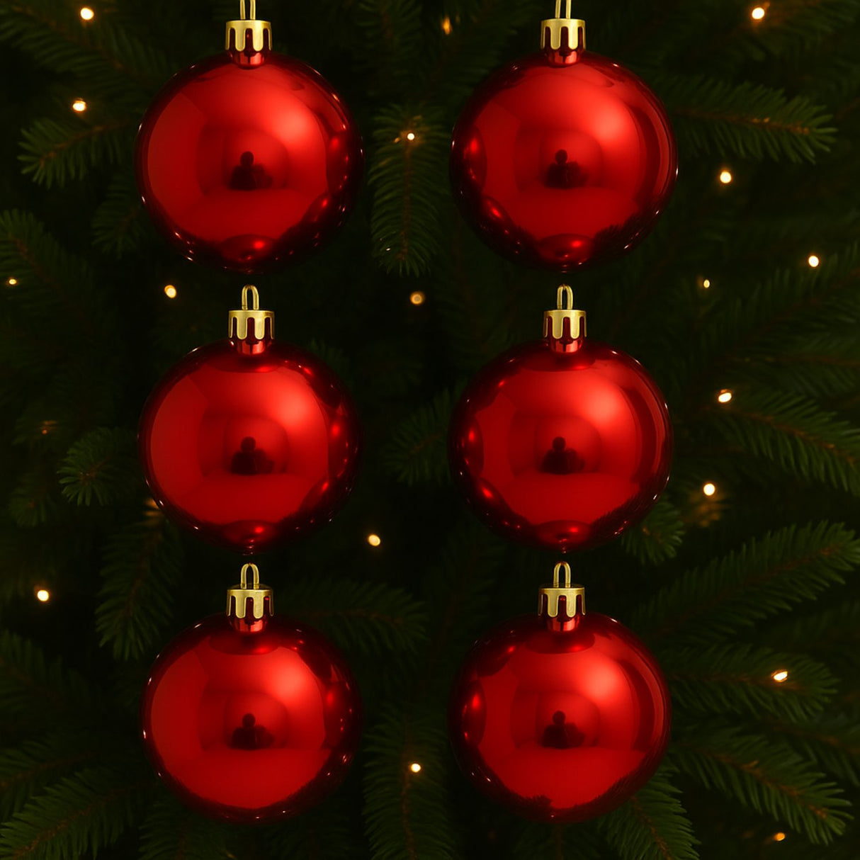 6 Esferas Navideñas Bambalinas 4cm Adorno Rojo Decoracion. Perfectas para dar un toque festivo a tu hogar. ¡Compra ahora y decora con estilo!-2