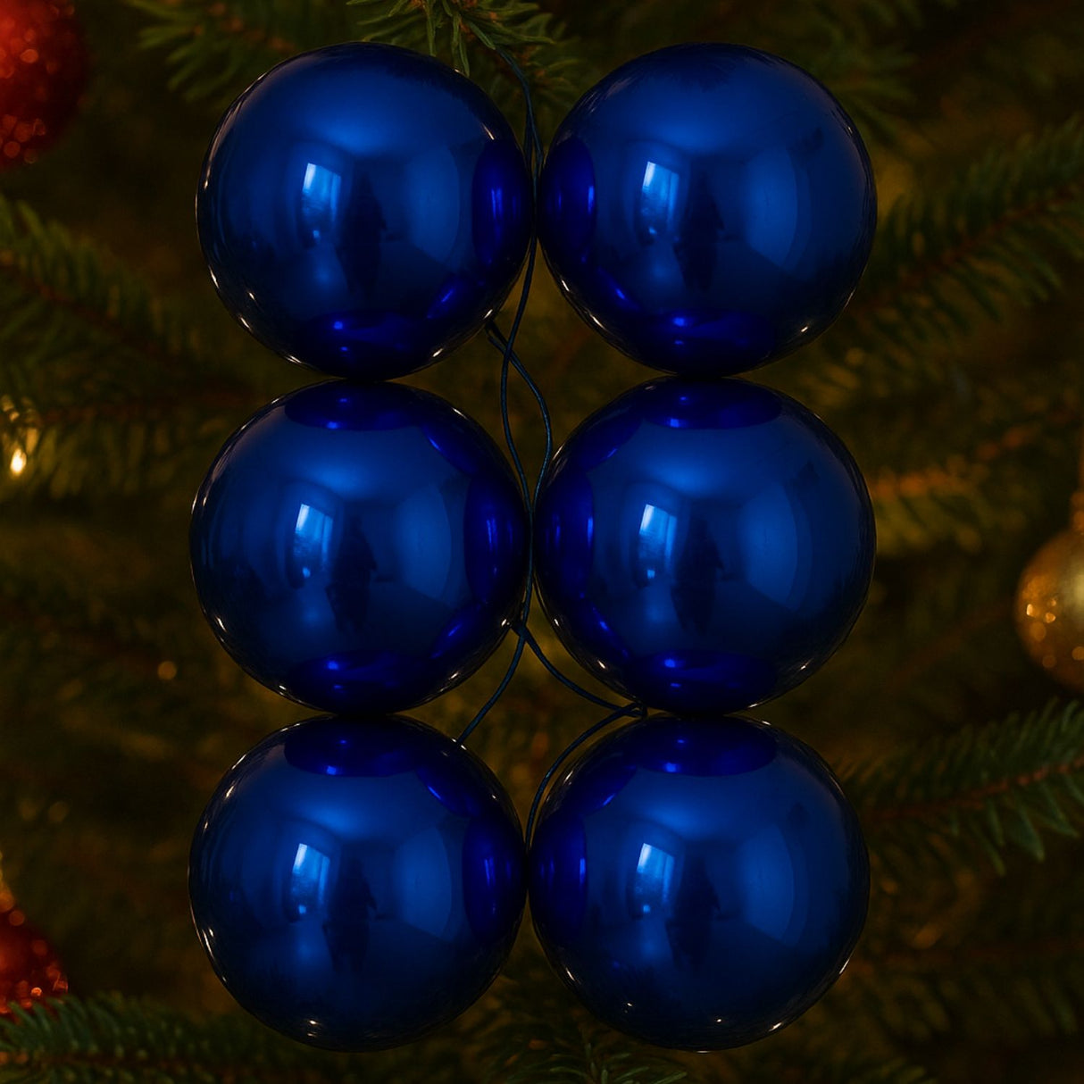 6 Esferas Navideñas Bambalinas 4cm Adorno Azul Decoracion. Perfectas para darle un toque festivo a tu hogar. ¡Compra ahora y decora con estilo!-3