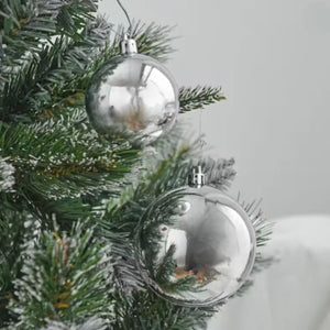 6 Esferas Navideñas Bambalina 4cm Adorno Plateado Decoracion. Perfectas para darle un toque elegante a tu árbol. ¡Compra ahora y decora tu Navidad!-3