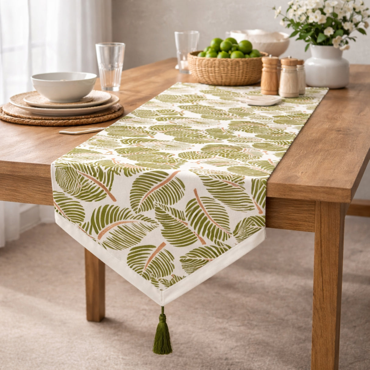 Camino de Mesa 32x180cm Decorativo Estampado Hojas | Disparo.cl