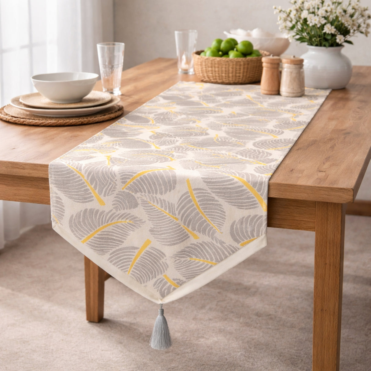 Camino de Mesa 32x180cm Decorativo Estampado Hojas | Disparo.cl