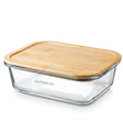 Contenedor de Vidrio Hermetico 630ml Tapa de Bamboo Glasso