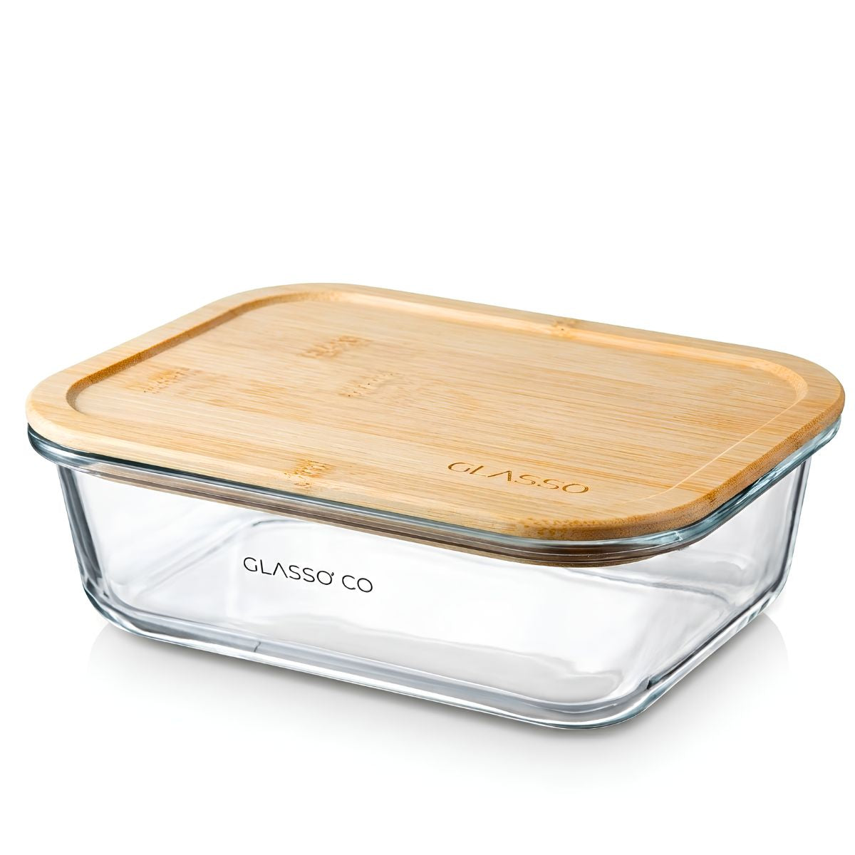 Contenedor de Vidrio Hermetico 630ml Tapa de Bamboo Glasso