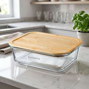 Contenedor de Vidrio Hermetico 630ml Tapa de Bamboo Glasso imagen realista