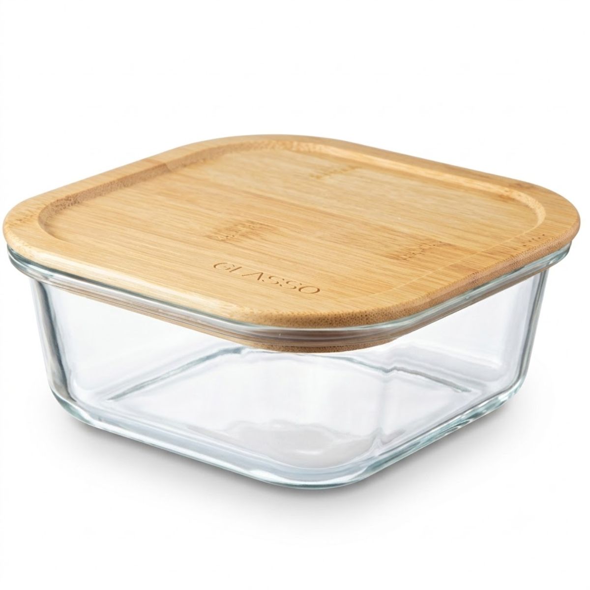 Contenedor de Vidrio Hermetico 800ml Tapa de Bamboo Glasso
