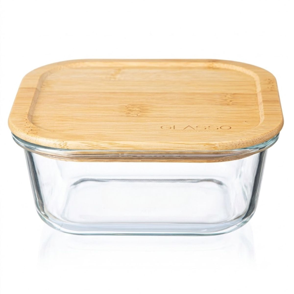 Contenedor de Vidrio Hermetico 800ml Tapa de Bamboo Glasso fondo blanco