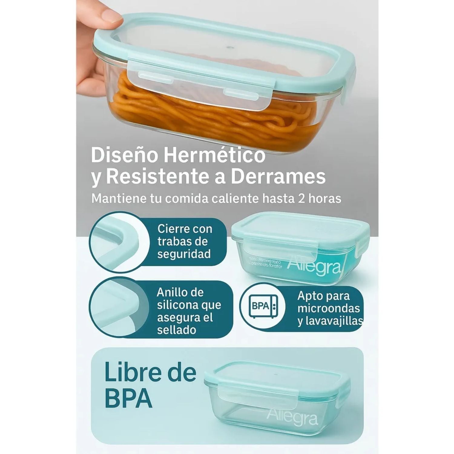 Contenedores Hermeticos De Vidrio Allegra libres de BPA | Disparo.cl