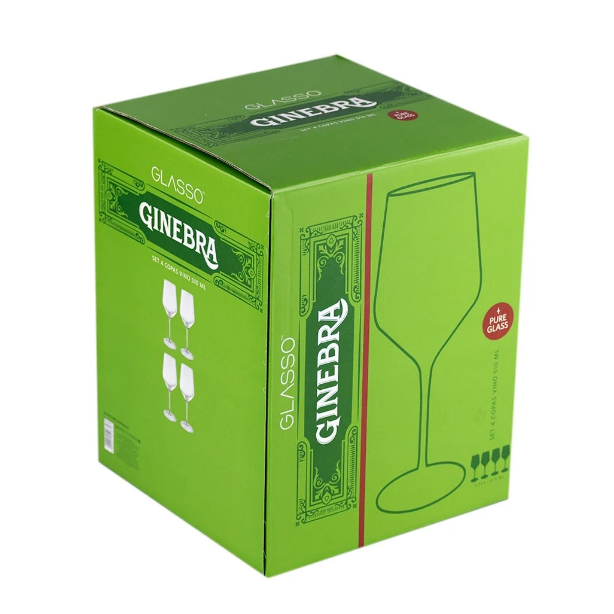 Copa de Vino 510 Ml Ginebra Glasso fondo blanco caja