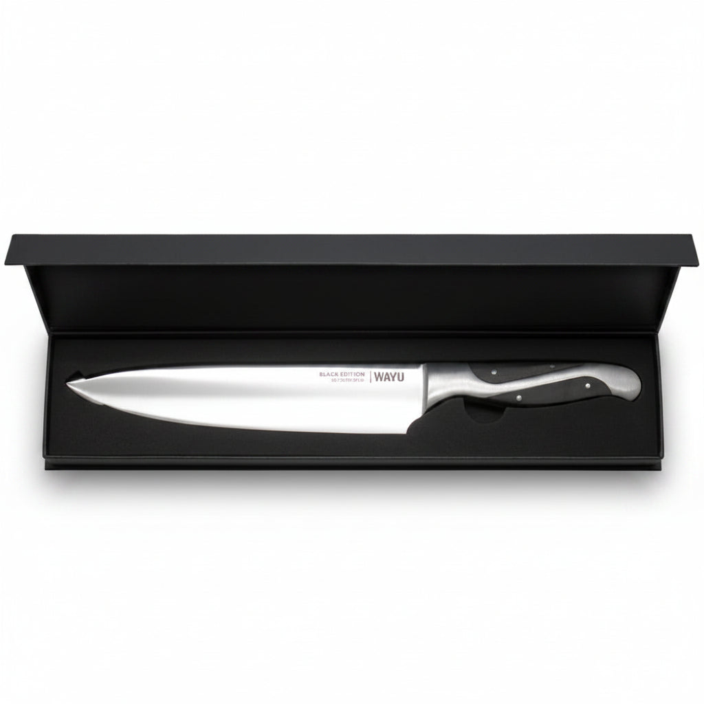 Cuchillo Chef Profesional 34cm Black Edition Wayu con caja