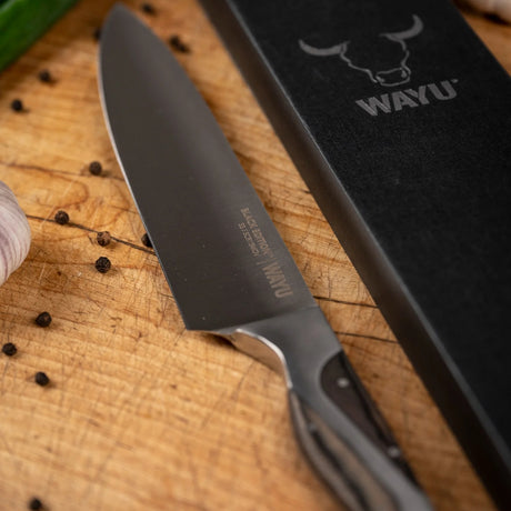 Cuchillo Chef Profesional 34cm Black Edition Wayu imagen real