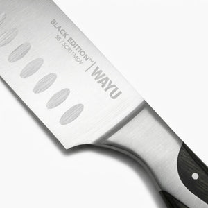 Cuchillo Santoku Black Edition 34 cm Wayu Acero Inoxidable zoom fondo blanco