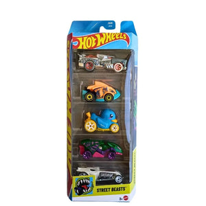 Set 5 Autos Basicos Hot Wheels Street Beasts Vehiculo Mattel