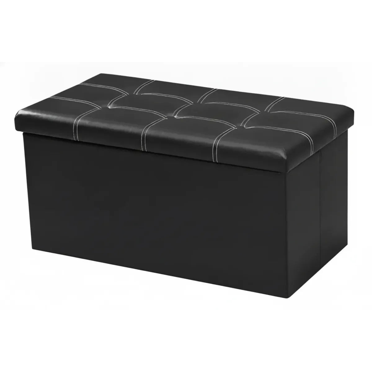 Banqueta Baul Puff Organizador Plegable Negro 76x38cm