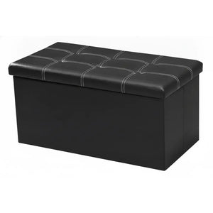 Banqueta Baul Puff Organizador Plegable Negro 76x38cm