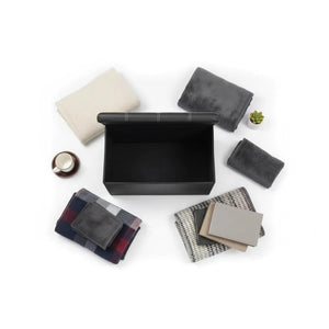 Banqueta Baul Puff Organizador Plegable Negro 76x38cm