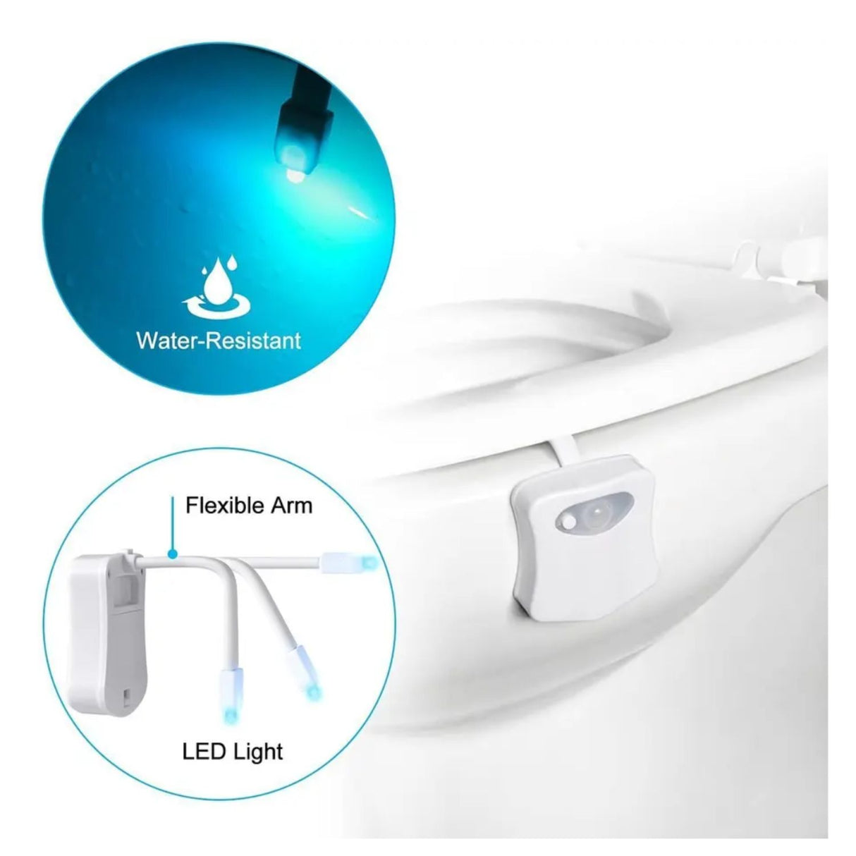 Luz Led Para Inodoro Wc Baño Con Sensor Movimiento 8 Colores. Ilumina tu baño de forma automática y divertida. ¡Compra ahora y transforma tu espacio!-3