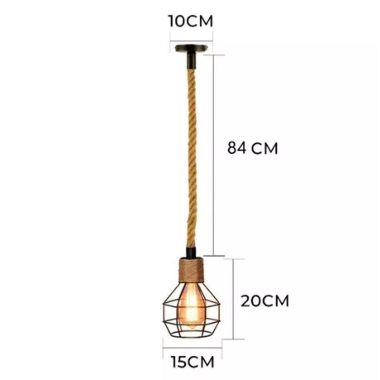 Lámpara Colgante Vintage Cuerda Cáñamo E27 Sin Bombilla. Añade un toque rústico a tu hogar. ¡Compra ahora y transforma tu espacio!-4