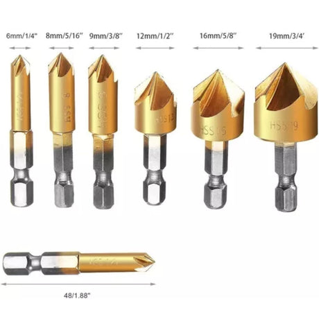 Juego De Brocas Avellanador Eagles 6 Piezas Caña Hexagonal. Perfectas para acabados profesionales en madera y metal. ¡Compra ahora y mejora tus proyectos!-2